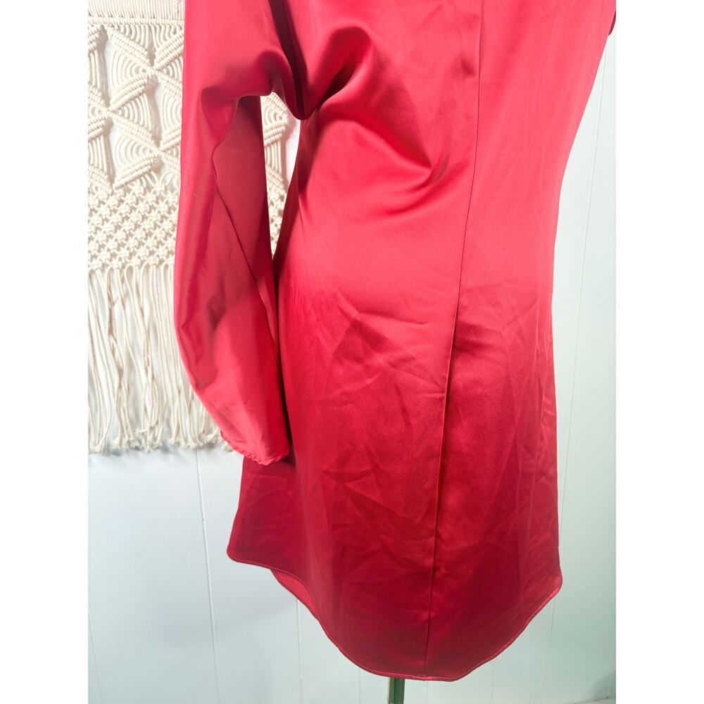NWT Zara Red Satin One Shoulder Long Sleeve Mini Dress Plus Size XXL - Picture 12 of 13